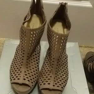 Tan wedge heels